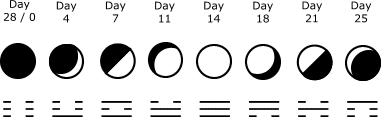 Lunar Calendar: the correspondence of Gua with lunar phases
