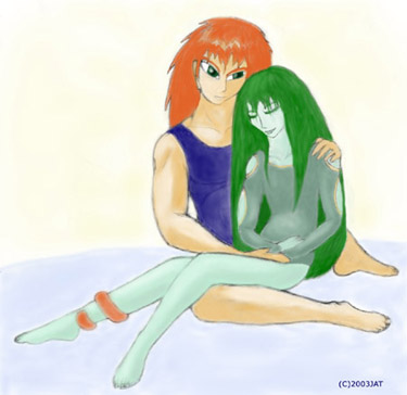 Hijau and Zha'haarak. (c) 2003 Joules Taylor.